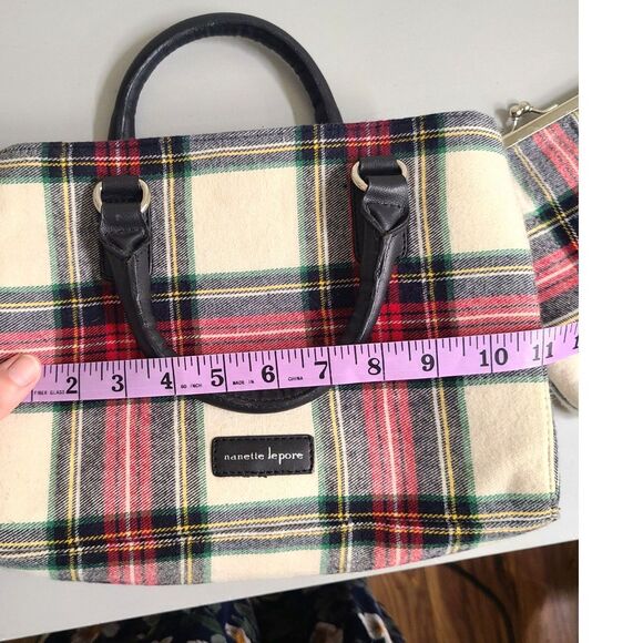 Nanette Lepore Plaid Flannel Tartan Hand Bag & Coin Purse Crossbody Classic Set - Picture 3 of 5